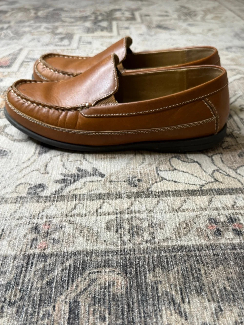 Johnston & Murphy Boys Brown Leather Slip-On Loafers